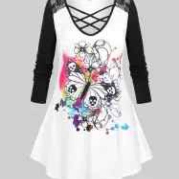 Colorful Butterfly Paint Splattered Long Sleeve - Picture 1 of 8
